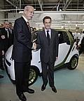 Nicolas Sarkozy und Dieter Zetsche im smart-Werk in Hambach. Foto: MB/auto-reporter.NET